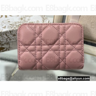 Dior Small Lady Dior Voyageur Coin Purse in Cannage Lambskin Pink