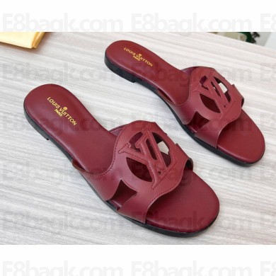 Louis Vuitton leather LV Isola Flat Mules Burgundy 2023