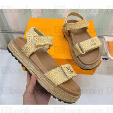 Louis Vuitton Cordoba Flat Comfort Sandals Raffia Beige 2023