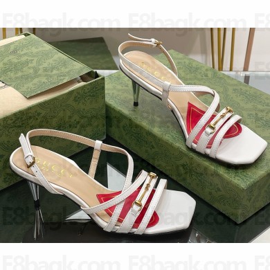 Gucci Heel 6.5cm Victoria Strappy Horsebit Sandals White 2023
