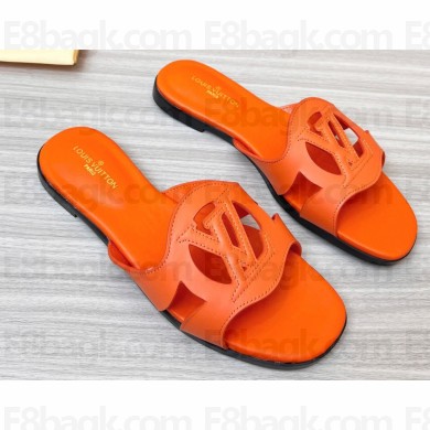 Louis Vuitton leather LV Isola Flat Mules Orange 2023