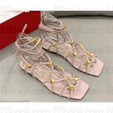 Valentino Rockstud Net Kidskin Sandals Nude 2023