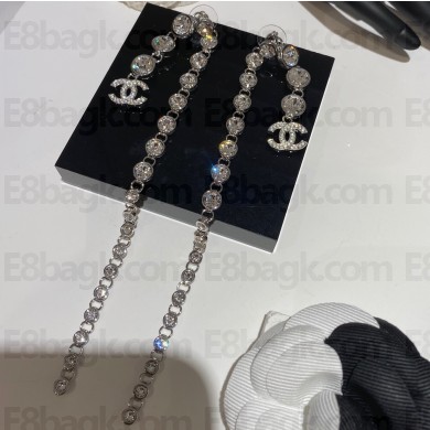Chanel Pendant Earrings in Metal & Strass. Silver & Crystal ABA629 2023