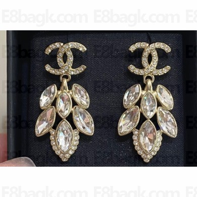 Chanel Pendant Earrings in Metal & Strass. Gold & Crystal ABA548 2023