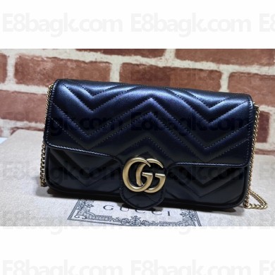 Gucci GG Marmont mini card case chain wallet 751526 Black 2023