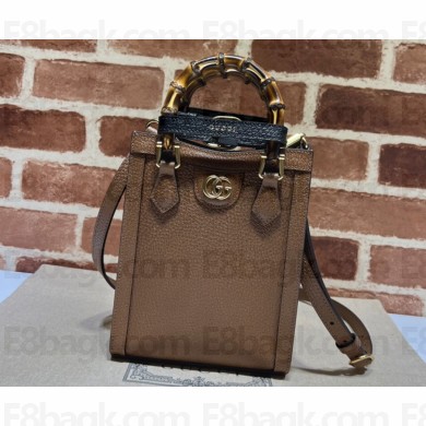 Gucci leather Diana mini tote bag 739079 Brown 2023