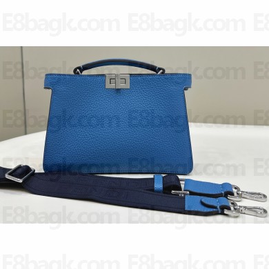 Fendi full-grain leather Peekaboo ISeeU XCross Bag Blue 2023