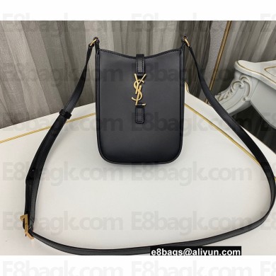 Saint Laurent le 5 à 7 mini vertical Bag in vegetable-tanned leather 735214 Black