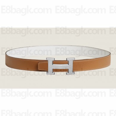 Hermes H Guillochee belt buckle & Reversible leather strap 32 mm 03 2023