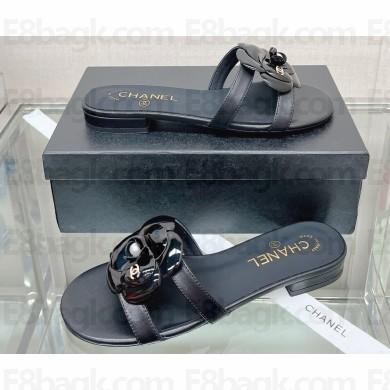 Chanel Camellia and Pearl Flat Mules Black 2023