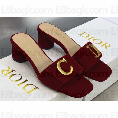 Dior Heel 4.5cm C'est Slides Velvet Burgundy 2023