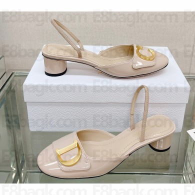 Dior Heel 3.5cm C'est Slingback Pumps in Patent Calfskin Beige 2023