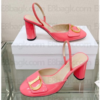 Dior Heel 8cm C'est Slingback Pumps in Patent Calfskin Pink 2023