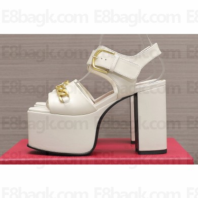 Valentino Heel 12.5cm Platform 4cm VLogo Chain sandals in calfskin leather White 2023