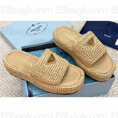 Prada Crochet flatform 4cm slides 1XZ761 Beige 2023