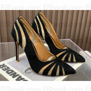 Aquazzura Heel 10.5cm The Spy Pumps MESH/SUEDE LEATHER Black 2023