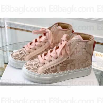 Chloe Lace Lauren high-top sneakers Pink 2023