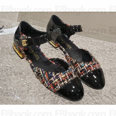 Chanel Wool and Cotton Tweed & Patent Calfskin Mary Janes G38441 Multicolor 2023