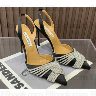 Aquazzura Heel 10.5cm Gatsby Sling Satin Slingback Black 2023