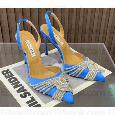 Aquazzura Heel 10.5cm Gatsby Sling Satin Slingback Blue 2023