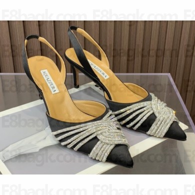 Aquazzura Heel 6.5cm Gatsby Sling Satin Slingback Black 2023