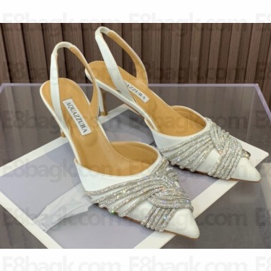 Aquazzura Heel 6.5cm Gatsby Sling Satin Slingback White 2023