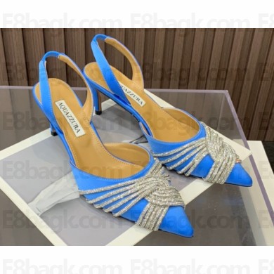 Aquazzura Heel 6.5cm Gatsby Sling Satin Slingback Blue 2023
