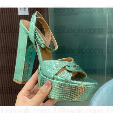 Aquazzura Heel 14cm Sinner Plateau Platform Sandals Green 2023