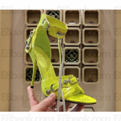 Balenciaga Heel 10.5cm Cagole Sandals in Arena lambskin Green 2023