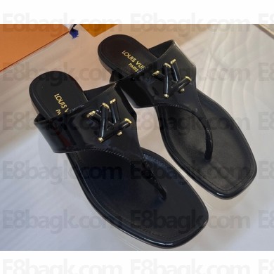 Louis Vuitton Patent calf leather Shake Flat Thong Black 2023