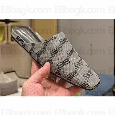 Balenciaga Coated Canvas Cosy BB Mules Gray 2023