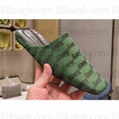 Balenciaga Coated Canvas Cosy BB Mules Green 2023