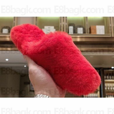 Balenciaga Teddy Faux Fur Mules Red 2023