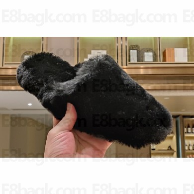 Balenciaga Teddy Faux Fur Mules Black 2023