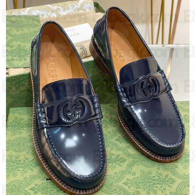 Gucci Interlocking G cut-out loafers 738676 Dark Blue 2023