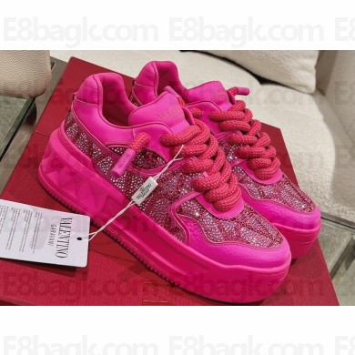 Valentino ONE STUD XL low-top sneakers in nappa leather and Crystals Fuchsia 2023