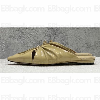 Bottega Veneta Patent leather Bunnie Flats Mules Beige 2023