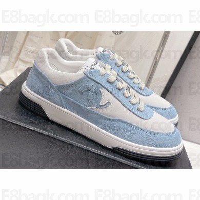 Chanel Suede Kidskin CC Logo Sneakers G39978 Blue 2023