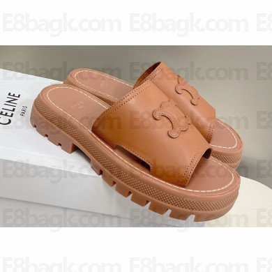 Celine CLEA TRIOMPHE SLIDEs in Calfskin Brown 2023