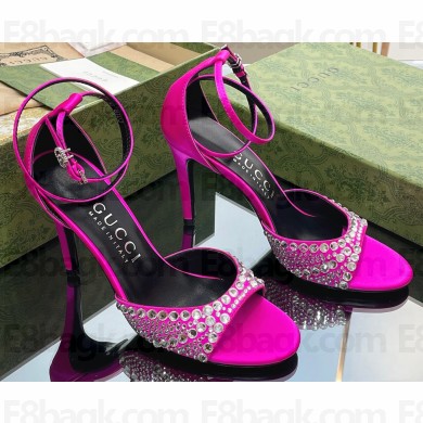 Gucci Heel 7.5cm sandals satin with crystals Fuchsia 2023