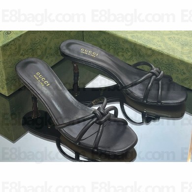 Gucci Low Heel slide sandals with bamboo 746034 Black 2023