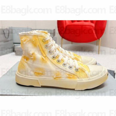 Balenciaga Paris High Top Women/Men Sneakers in Fully destroyed cotton and rubber Yellow 2023