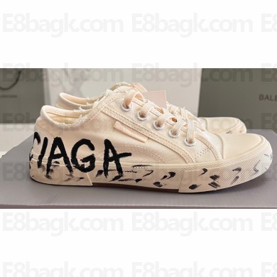 Balenciaga Paris Low Top Graffiti Women/Men Sneakers in destroyed cotton and rubber 04 2023