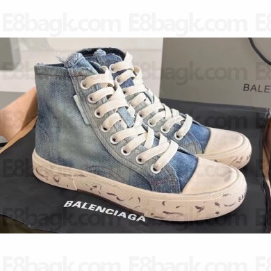 Balenciaga Paris High Top Graffiti Women/Men Sneakers in destroyed cotton and rubber 02 2023
