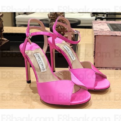 Jimmy Choo Heel 10cm Sacora Sandals Satin Fuchsia 2023