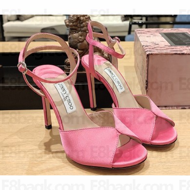 Jimmy Choo Heel 10cm Sacora Sandals Satin Pink 2023