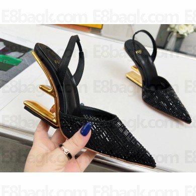 Fendi First rhinestone high-heeled slingbacks Black 2023