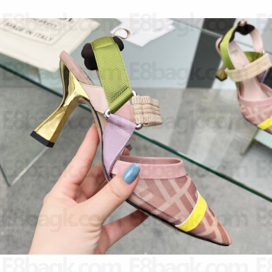 Fendi Heel 8cm Colibrì mesh high-heeled slingbacks Pink/Yellow/Green 2023