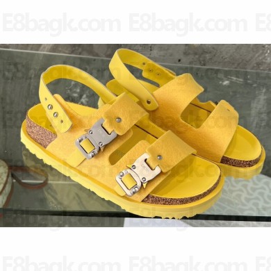 DIOR by BIRKENSTOCK Milano Women/Men Sandals in Nubuck Calfskin Yellow 2023