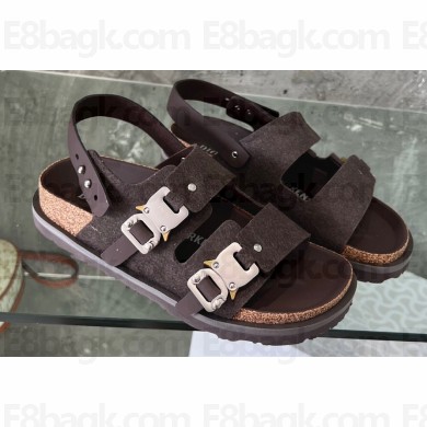 DIOR by BIRKENSTOCK Milano Women/Men Sandals in Nubuck Calfskin Coffee 2023